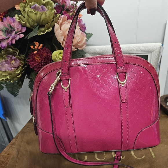 Gucci Magenta Pink Patent Microguccissima Small Nice Top Handle Bag - Picture 6 of 10